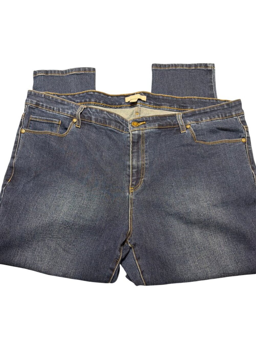 Woman Within Skinny Blue Denim Jeans Plus Petite Stretch Flattering Size 24WP